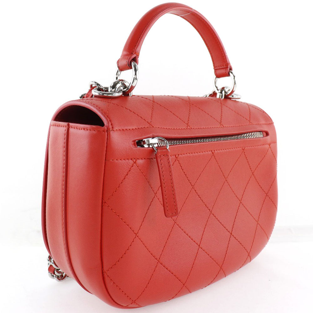 Chanel Red Leather Shoulder Bag