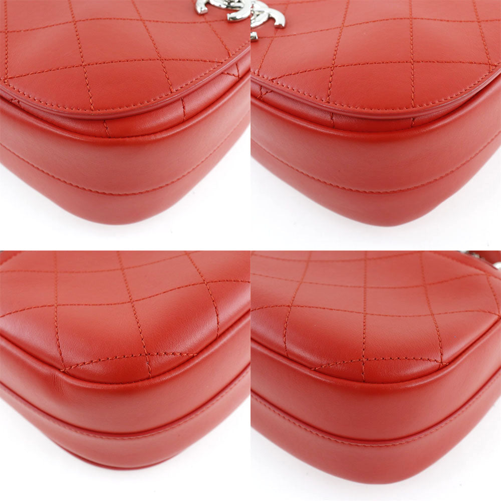 Chanel Red Leather Shoulder Bag