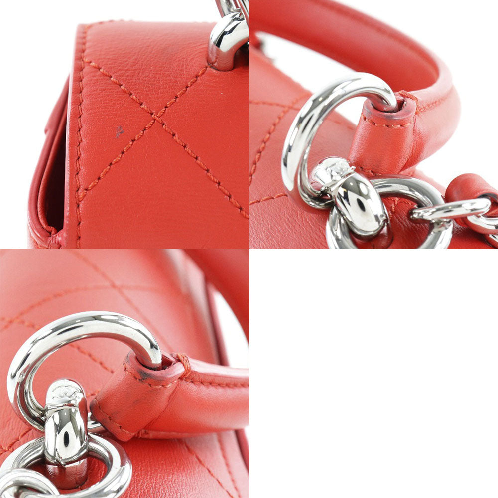 Chanel Red Leather Shoulder Bag