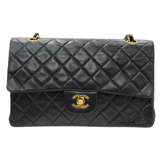 Chanel Double flap Black Leather Shoulder Bag