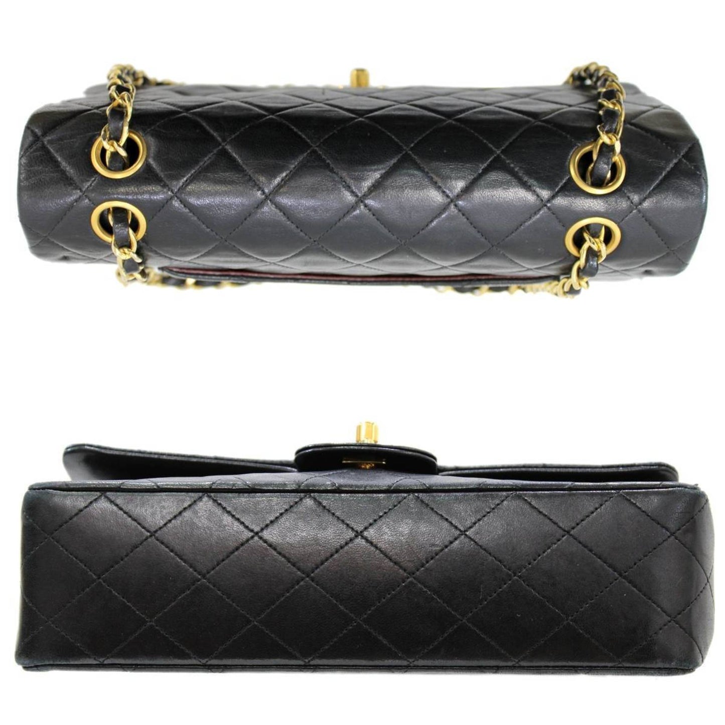 Chanel Double flap Black Leather Shoulder Bag