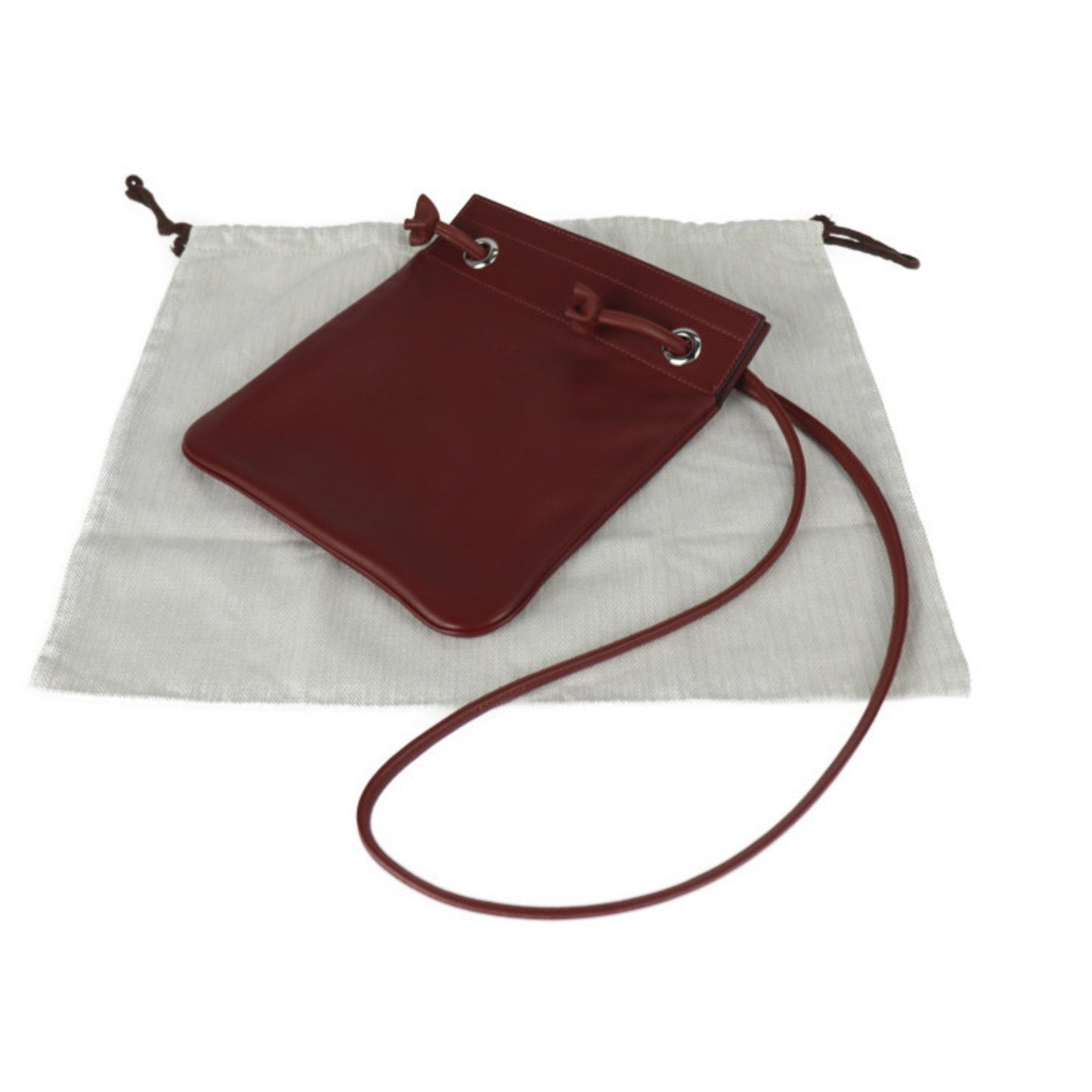 Hermès Aline Burgundy Leather Clutch Bag