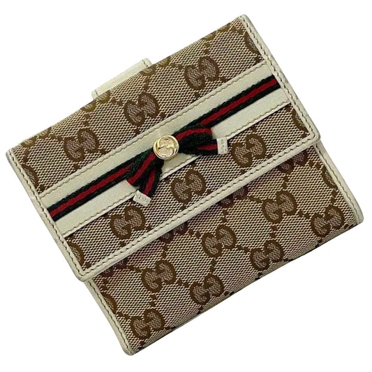 Gucci Sherry Beige Canvas Wallet Accessories