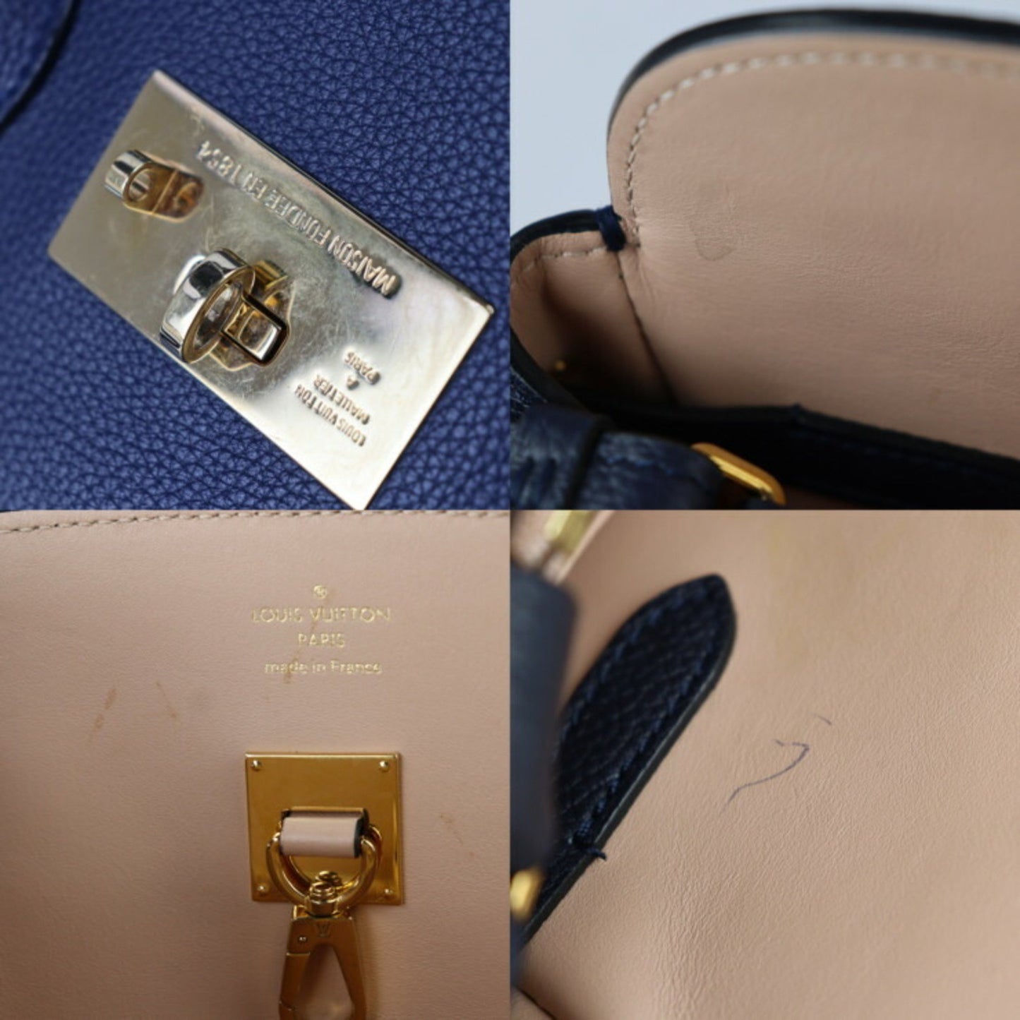 Louis Vuitton Milla Navy Leather Hand Bag