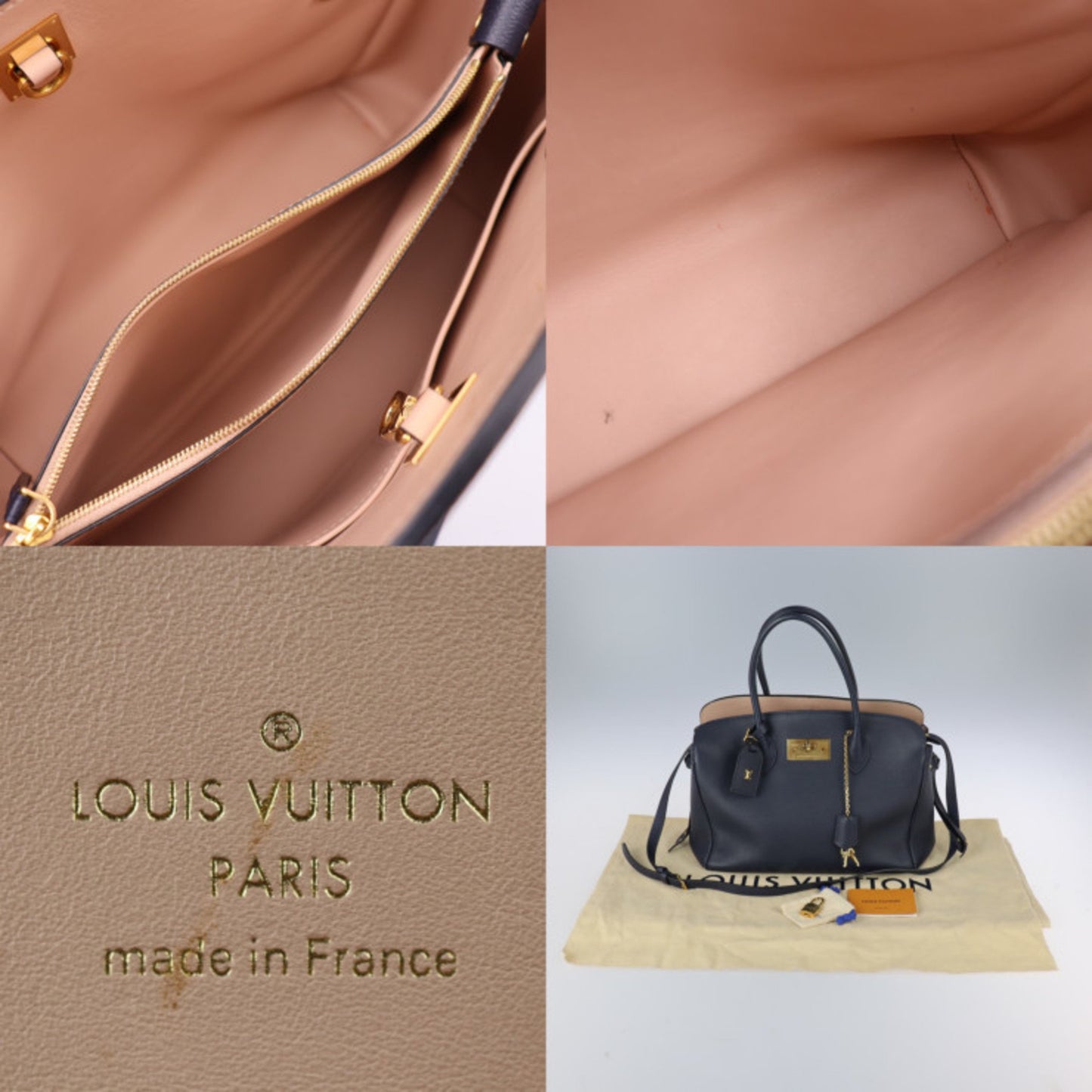 Louis Vuitton Milla Navy Leather Hand Bag