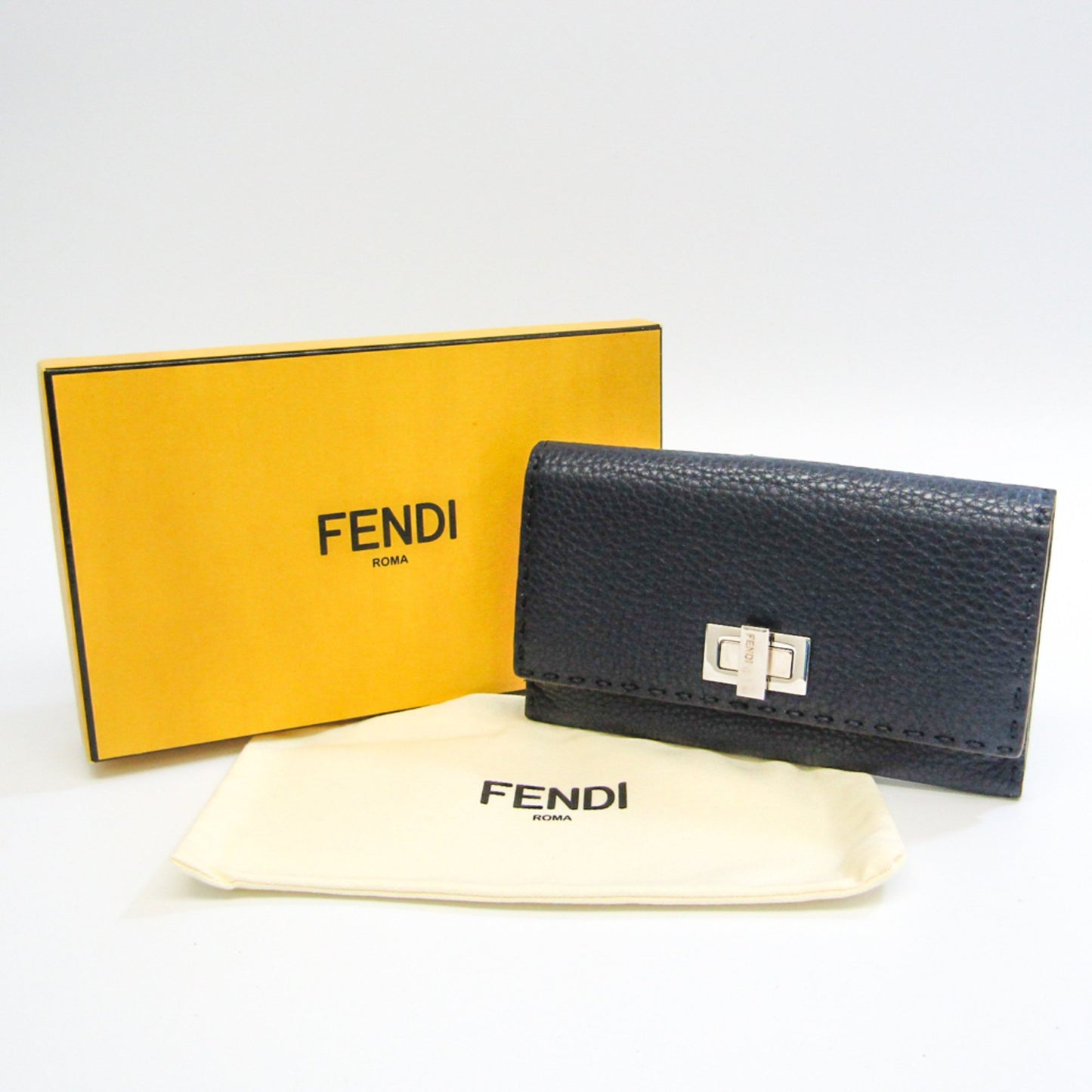 Fendi Selleria Navy Leather Wallet Accessories