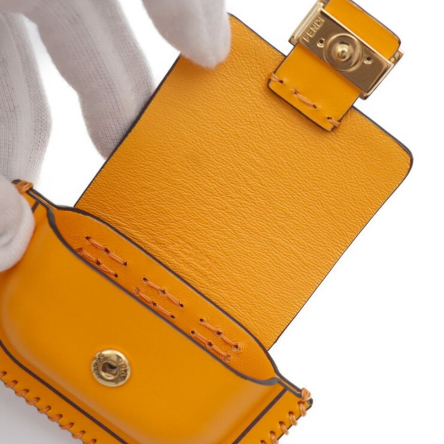 Fendi Baguette Orange Leather Clutch Bag