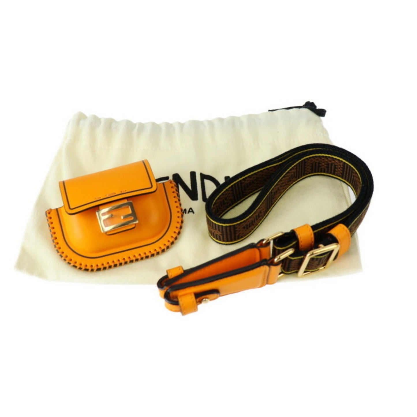 Fendi Baguette Orange Leather Clutch Bag