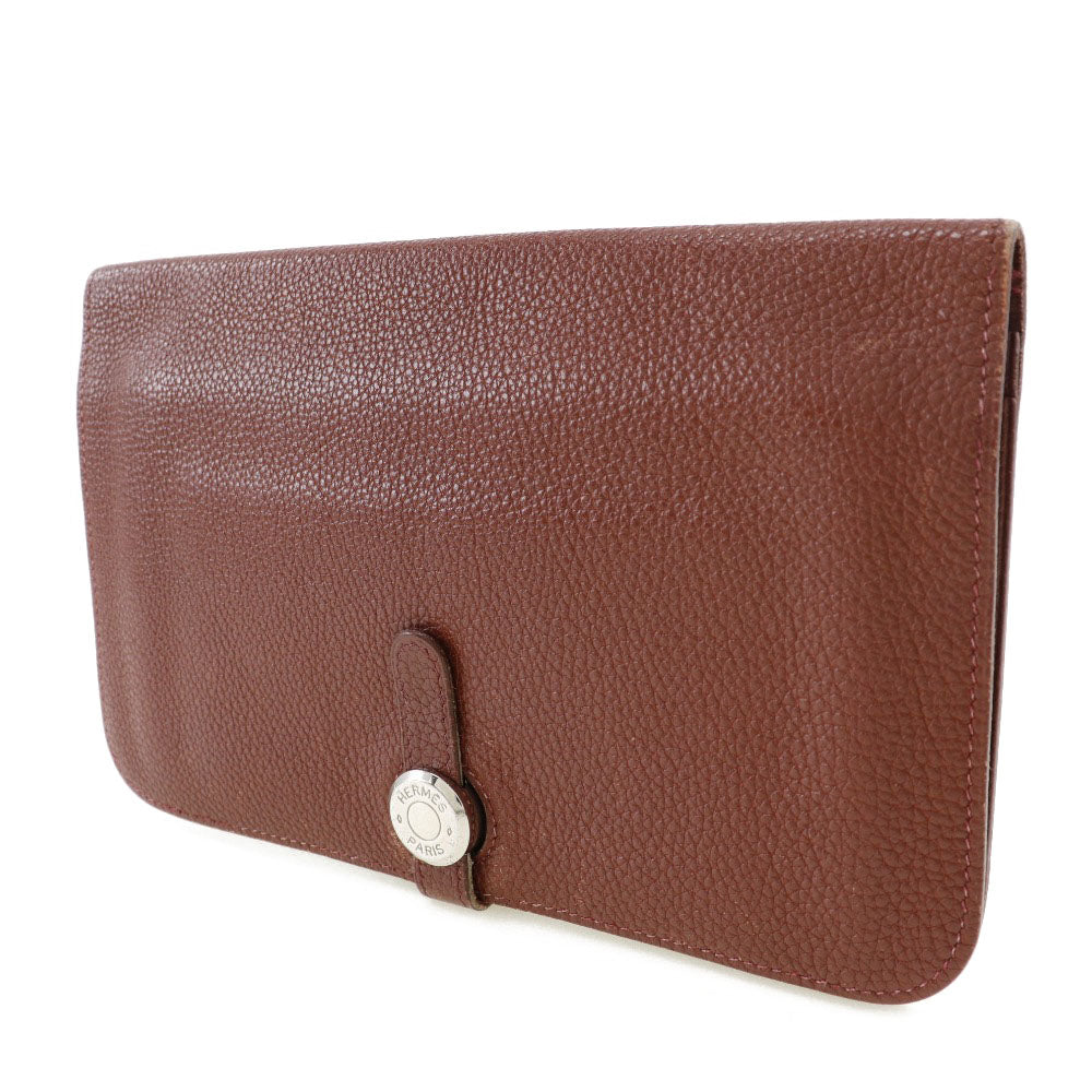 Hermès Dogon Burgundy Leather Wallet Accessories