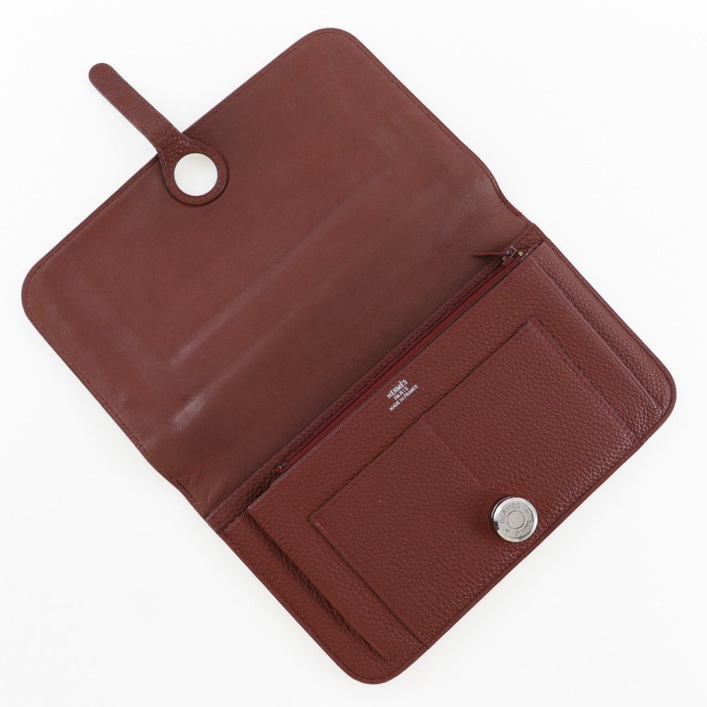 Hermès Dogon Burgundy Leather Wallet Accessories