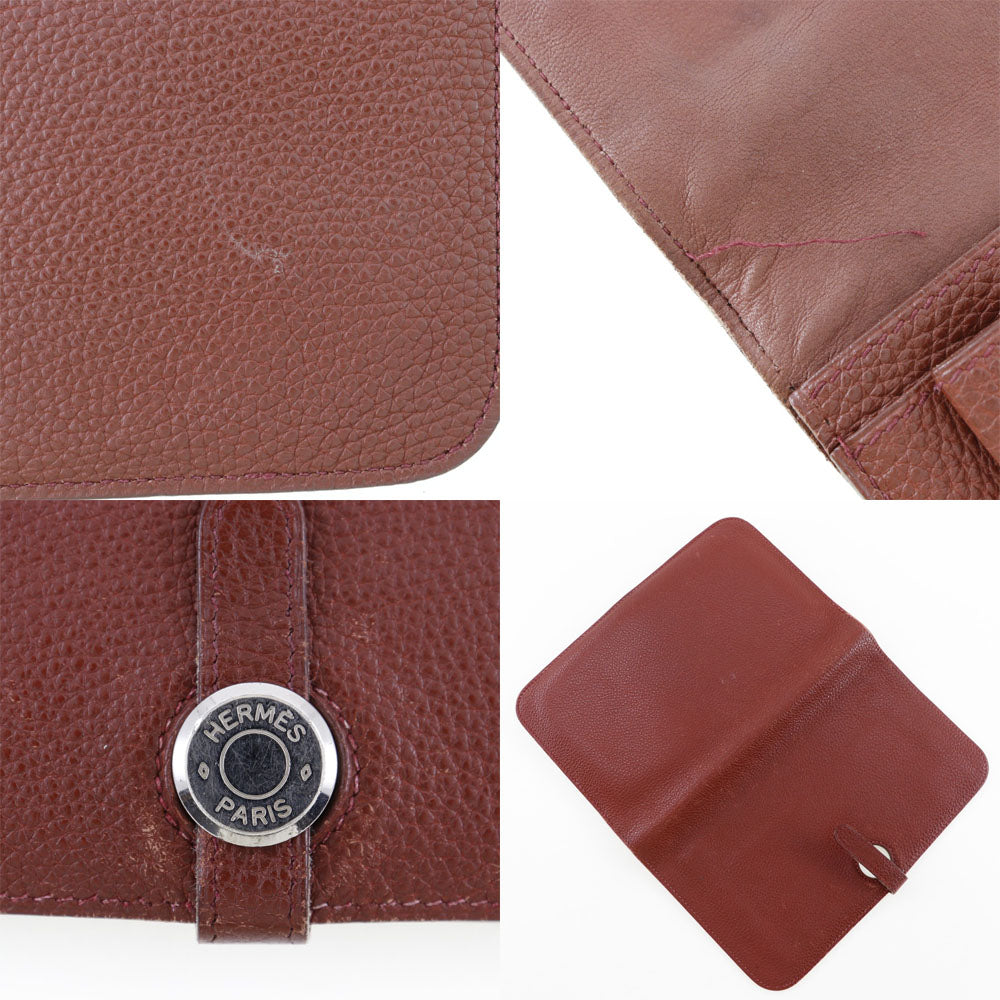 Hermès Dogon Burgundy Leather Wallet Accessories