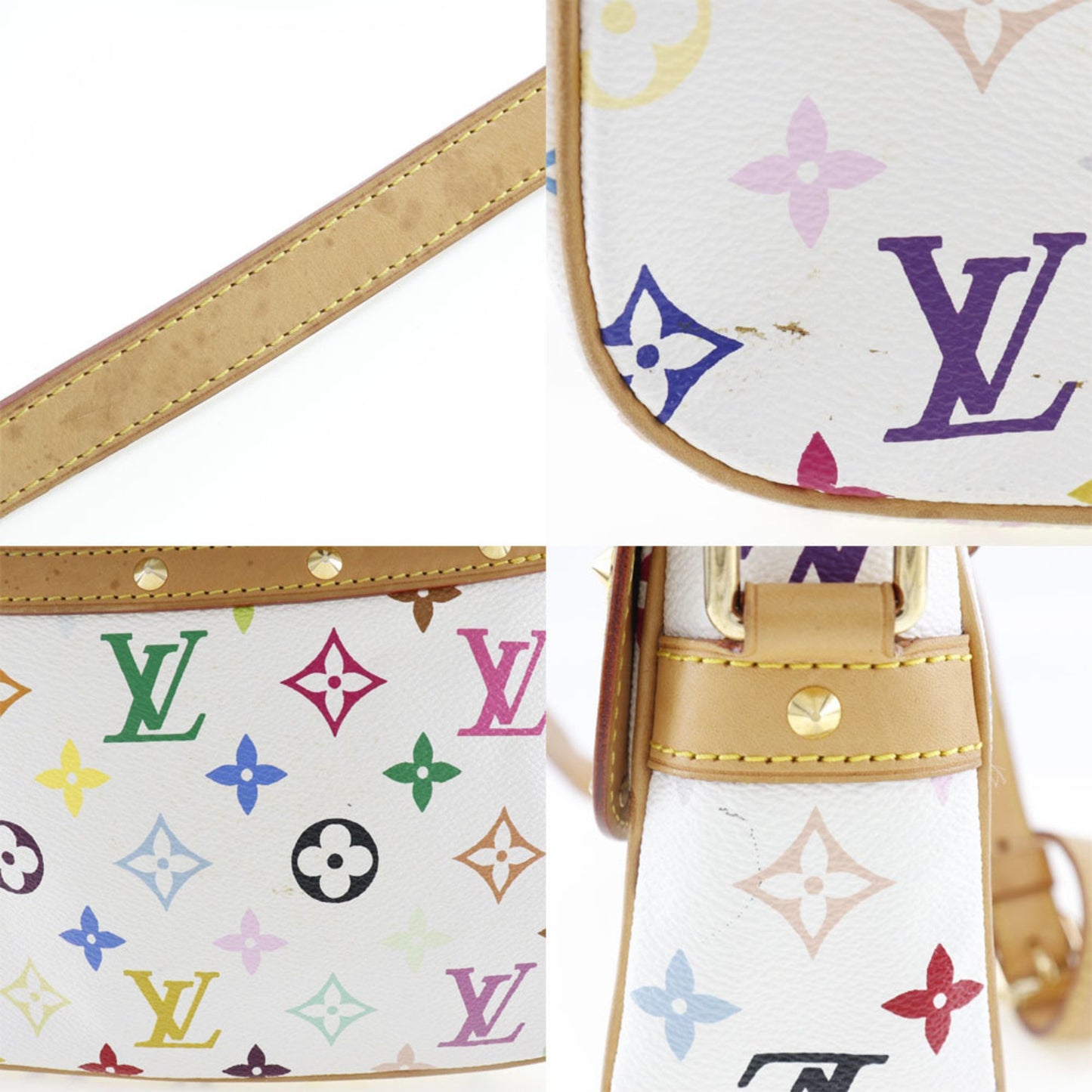 Louis Vuitton Sologne White Canvas Shoulder Bag