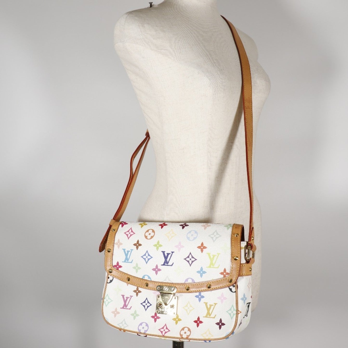 Louis Vuitton Sologne White Canvas Shoulder Bag