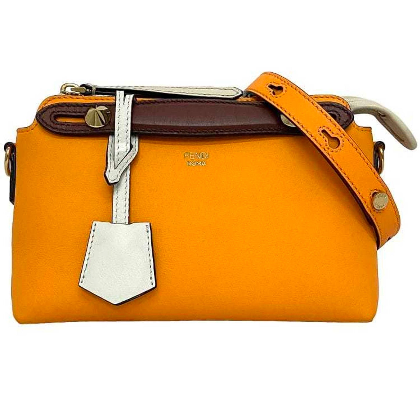 Fendi By The Way Mini Orange Leather Shoulder Bag