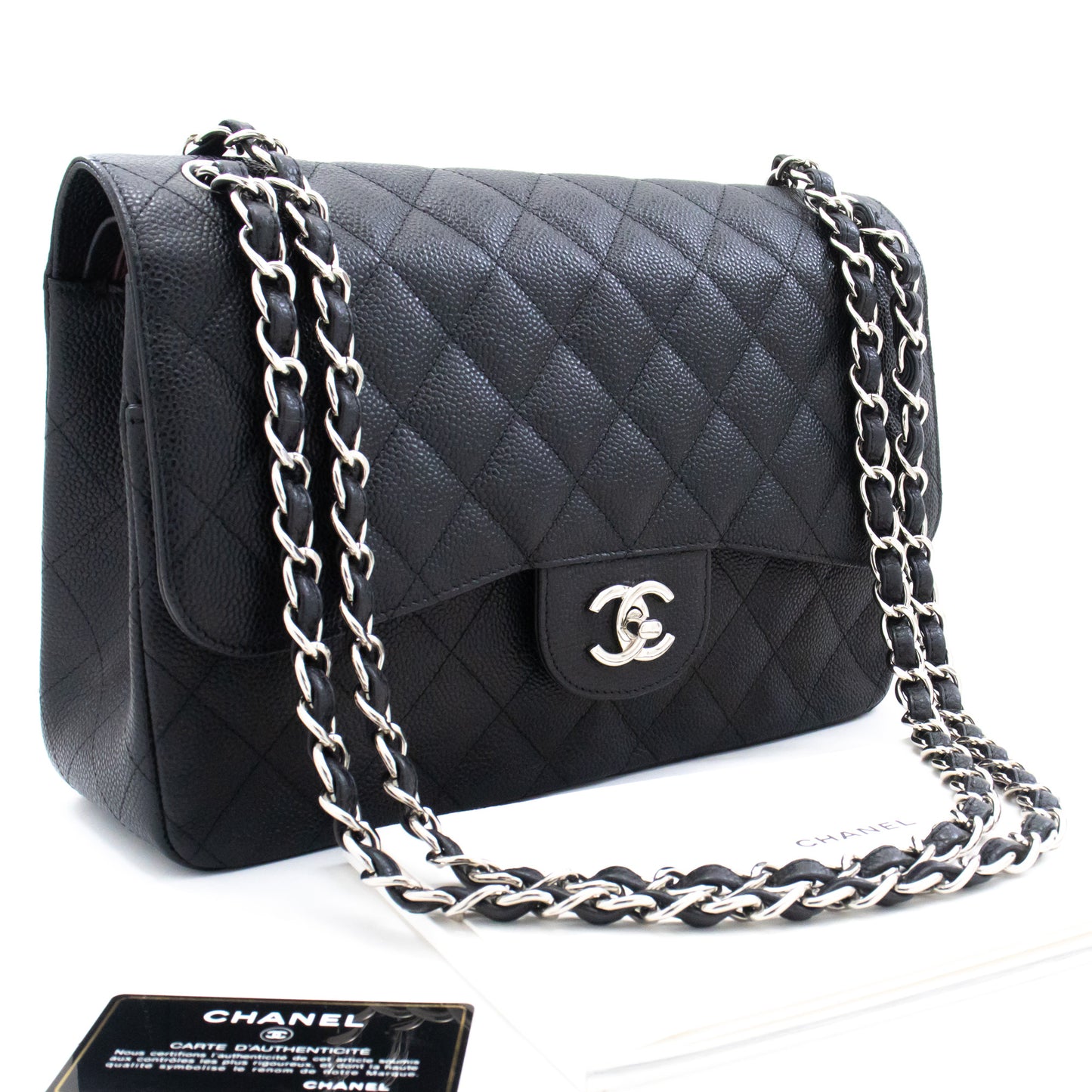 Chanel Double flap Black Leather Shoulder Bag