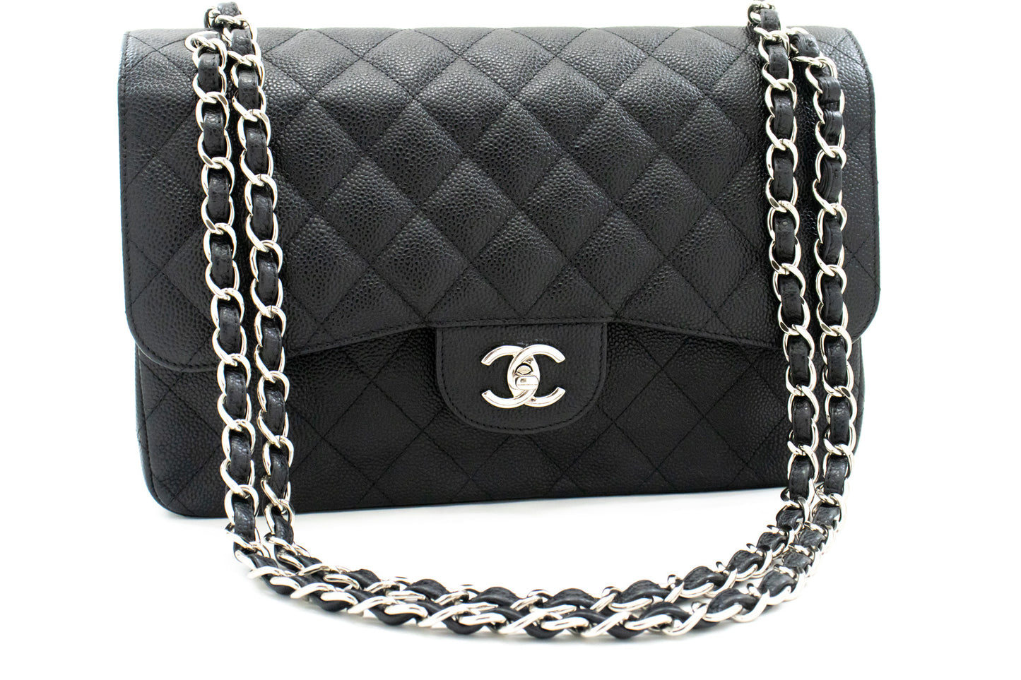 Chanel Double flap Black Leather Shoulder Bag