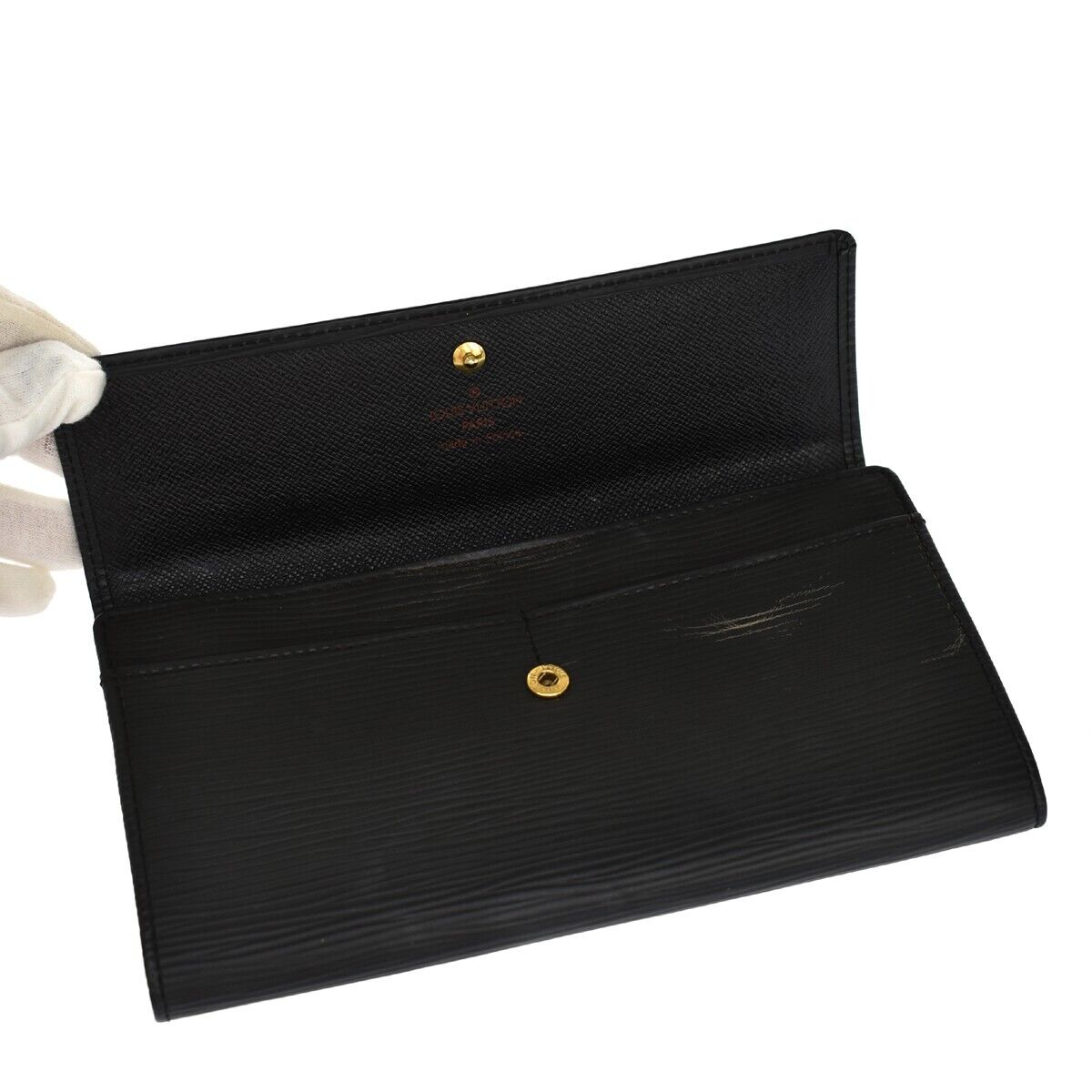 Louis Vuitton Porte Monnaie Credit Black Leather Wallet Accessories