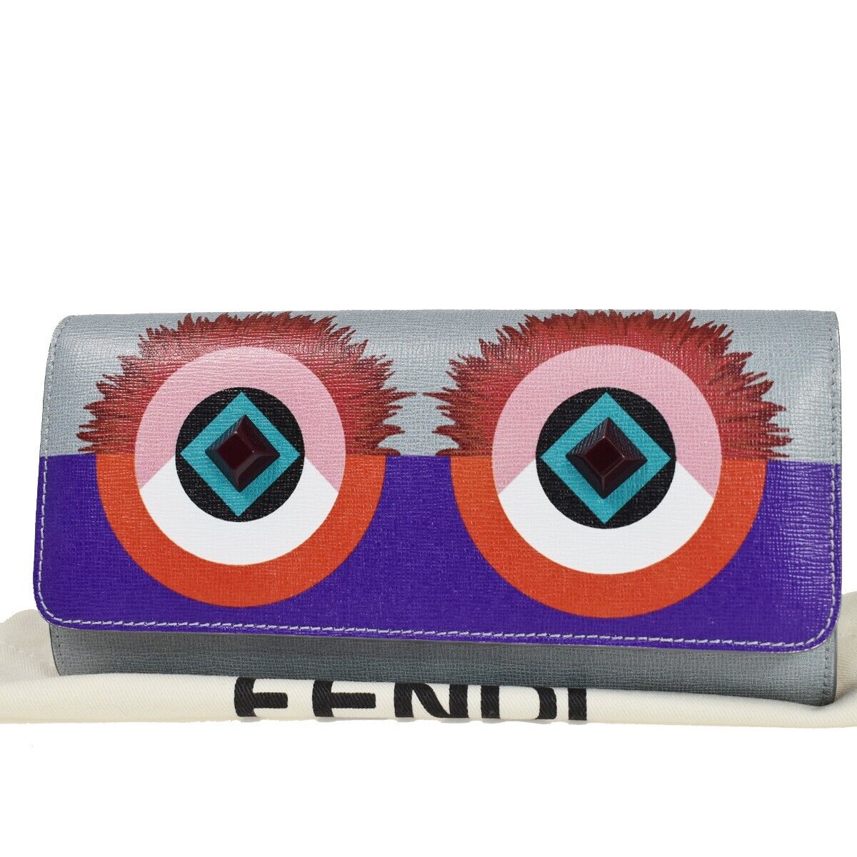 Fendi Monster Grey Leather Wallet Accessories