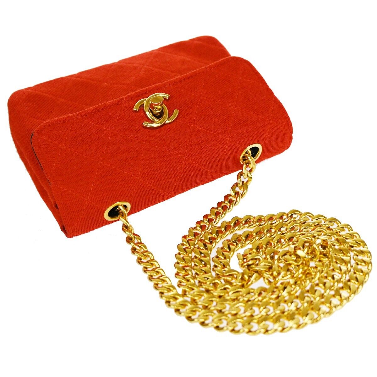 Chanel Mini matelassé Red Canvas Shoulder Bag