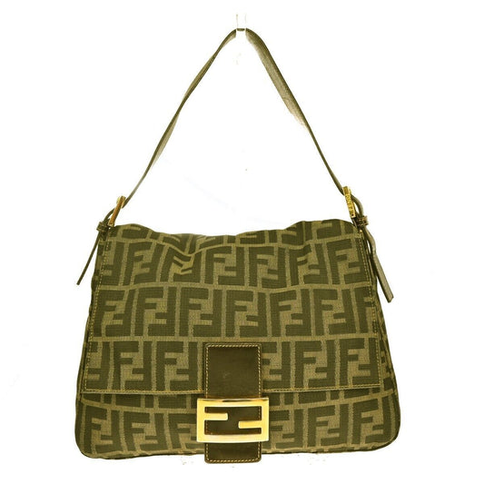 Fendi Mamma Baguette Brown Canvas Shoulder Bag