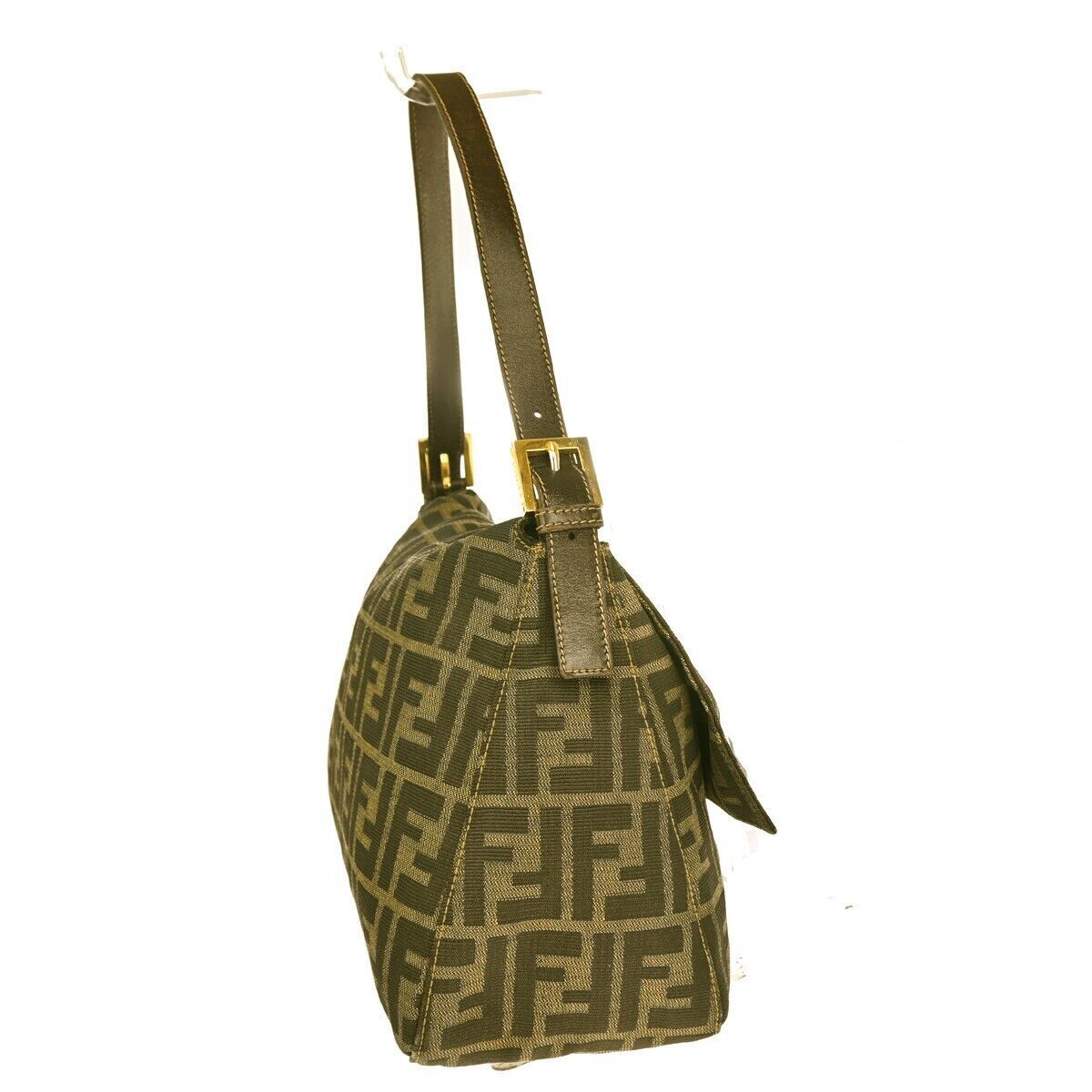 Fendi Mamma Baguette Brown Canvas Shoulder Bag