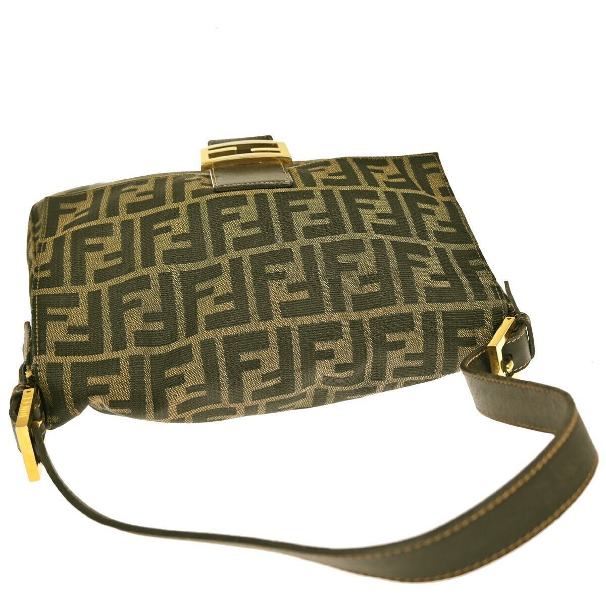 Fendi Mamma Baguette Brown Canvas Shoulder Bag