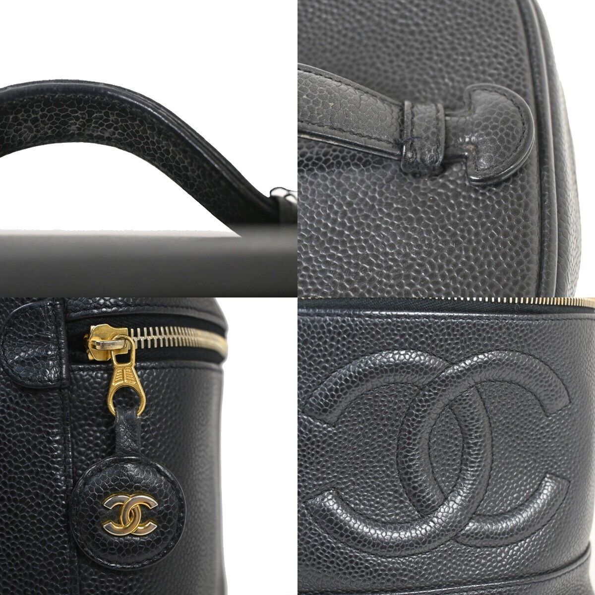 Chanel Vanity Black Leather Clutch Bag