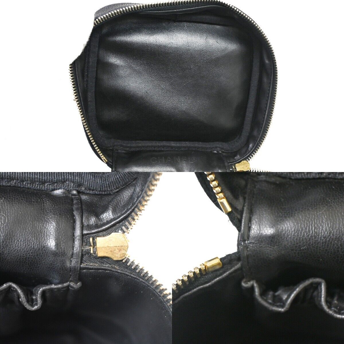 Chanel Vanity Black Leather Clutch Bag