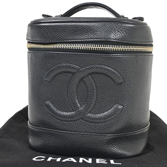 Chanel Vanity Black Leather Clutch Bag