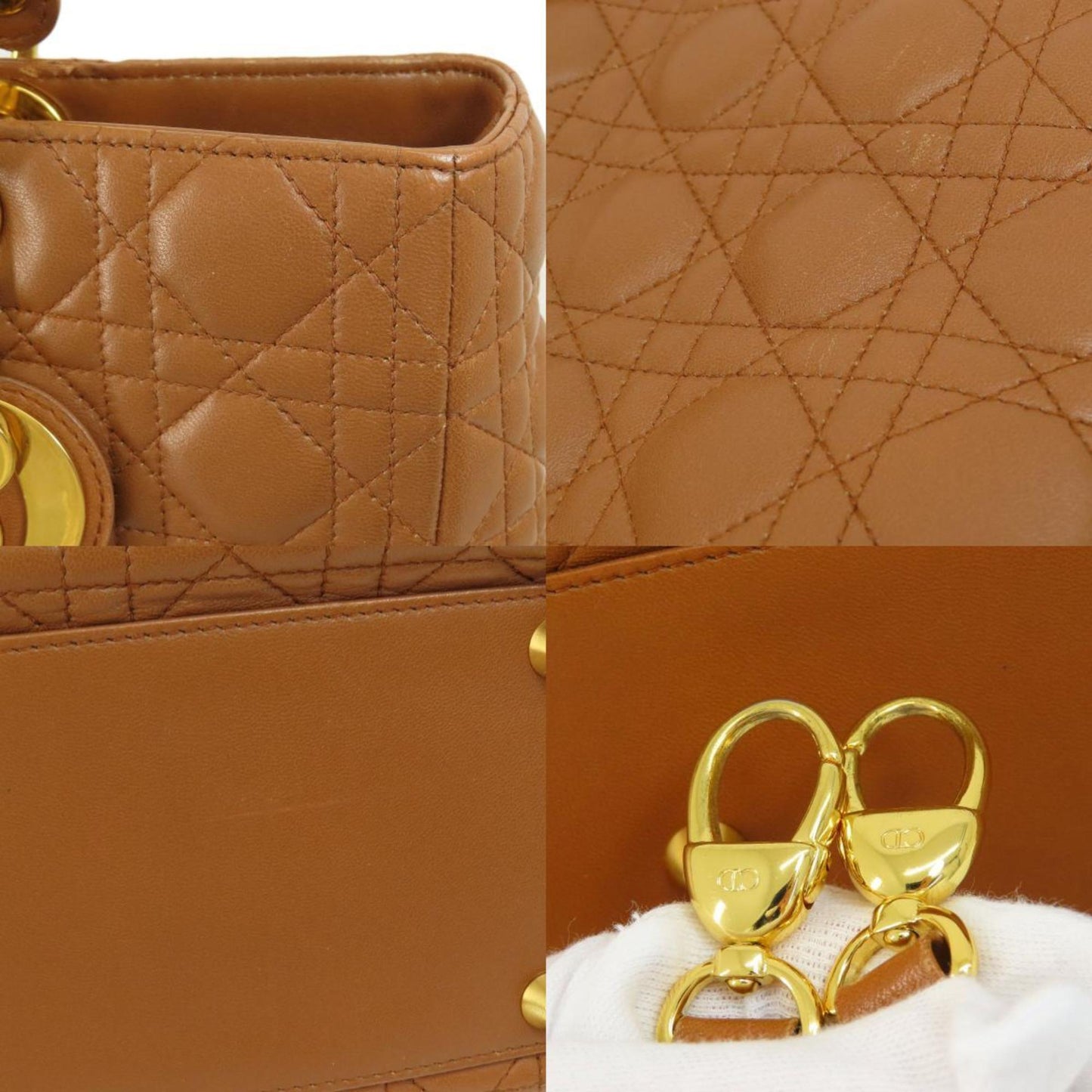 Dior Lady Dior Brown Leather Hand Bag