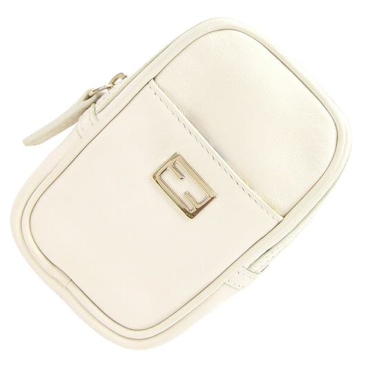 Fendi White Leather Clutch Bag