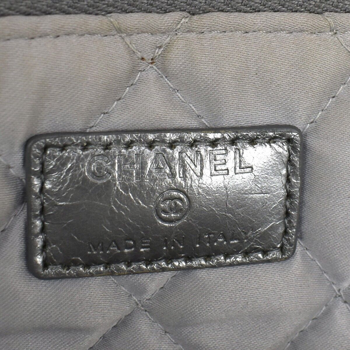 Chanel Quilted Silver Leather Clutch Bag