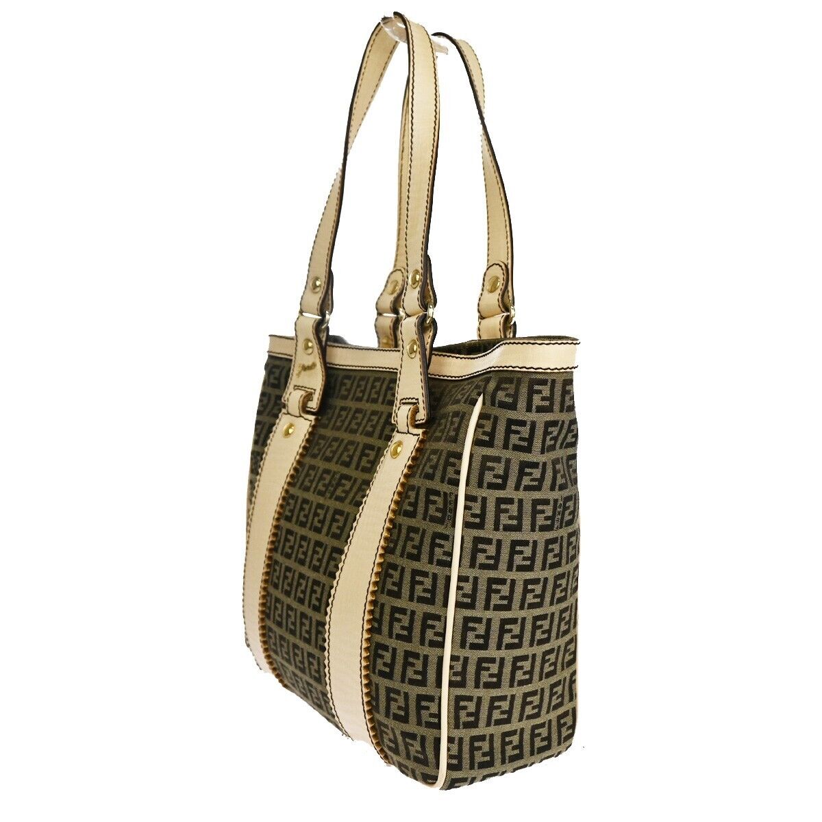 Fendi Zucchino Brown Canvas Shoulder Bag