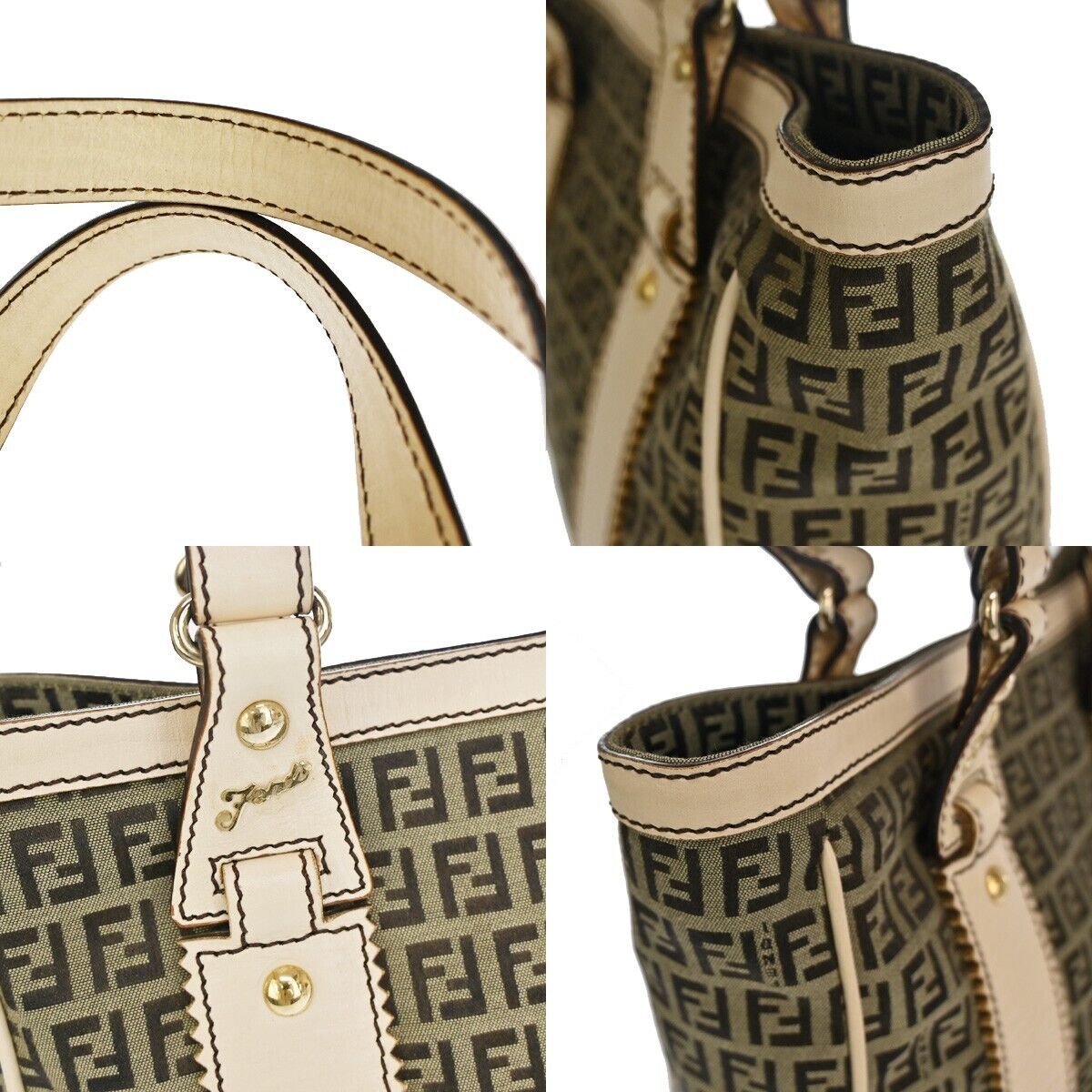 Fendi Zucchino Brown Canvas Shoulder Bag