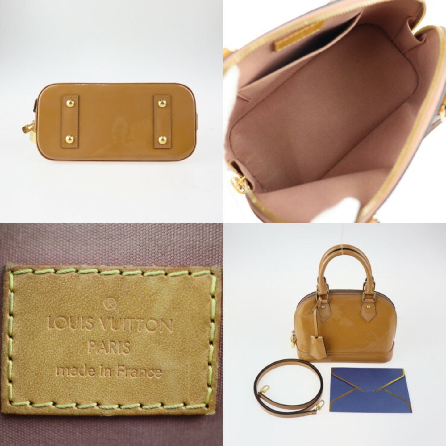 Louis Vuitton Alma BB Camel Patent Leather Hand Bag