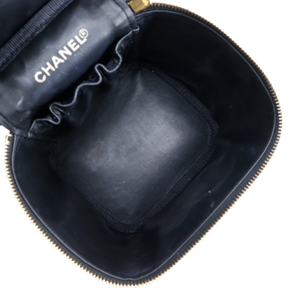 Chanel Vanity Black Leather Hand Bag