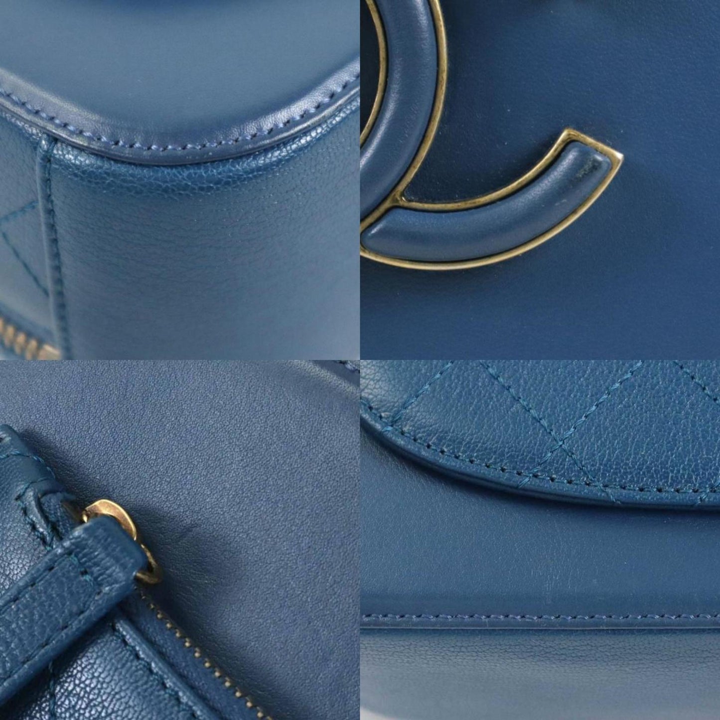 Chanel Vanity Blue Leather Shopper Bag