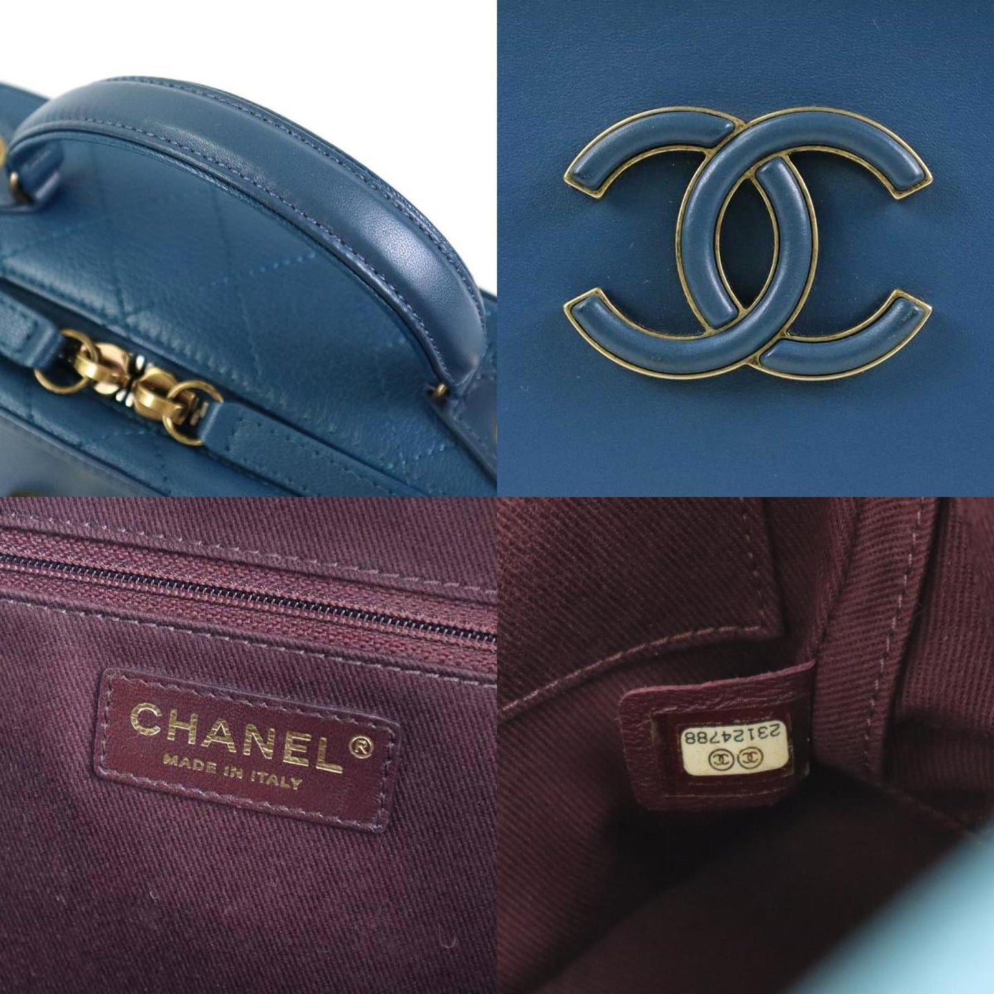 Chanel Vanity Blue Leather Shopper Bag