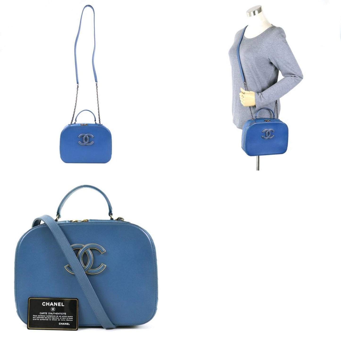 Chanel Vanity Blue Leather Shopper Bag