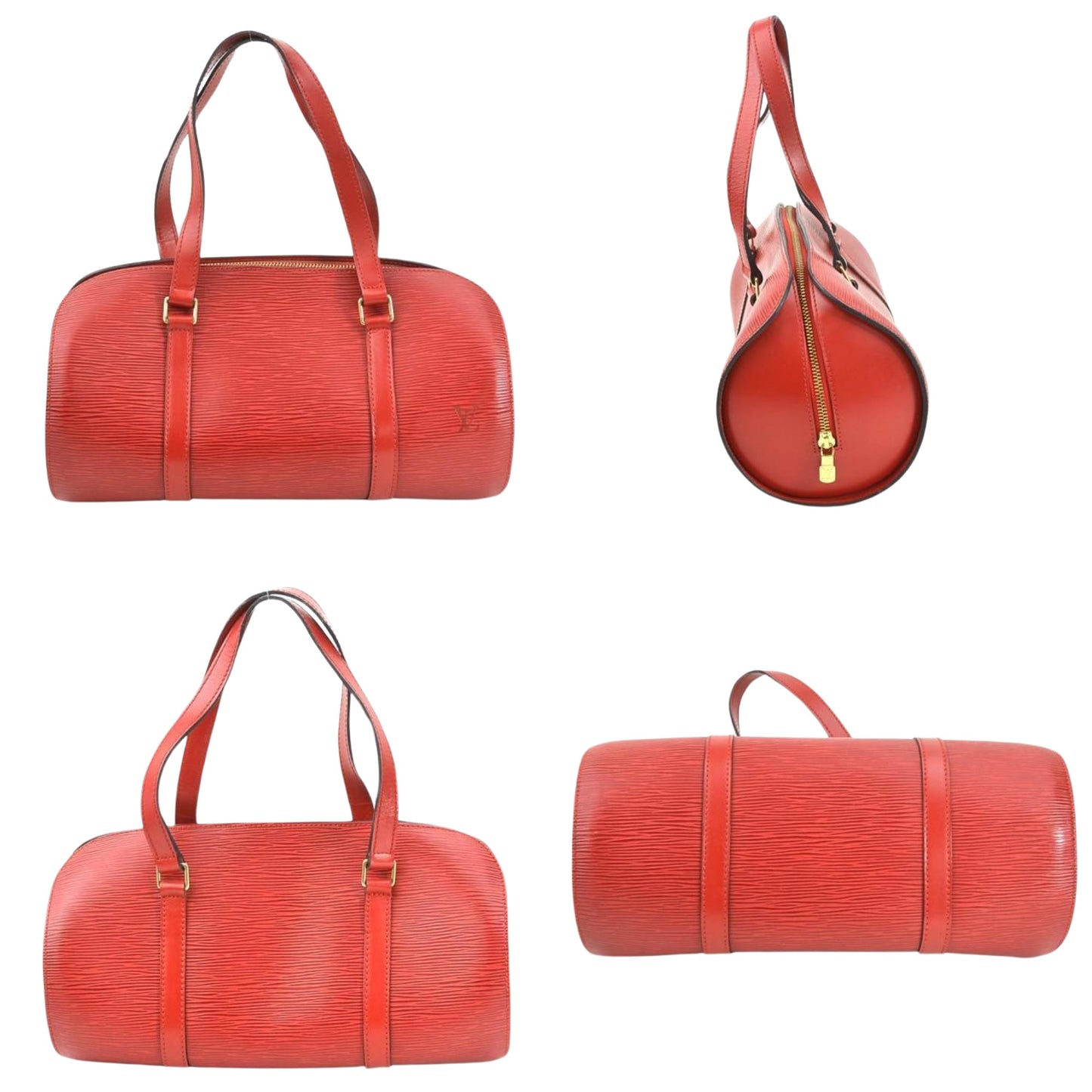 Louis Vuitton Soufflot Red Leather Hand Bag