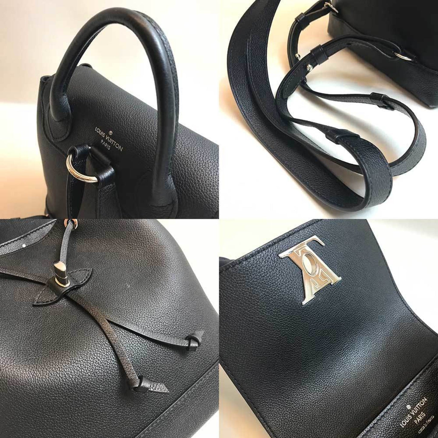 Louis Vuitton Lockme Black Leather Backpack Bag