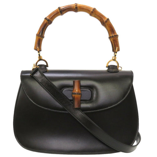 Gucci Bamboo Black Leather Hand Bag