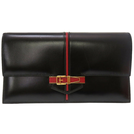 Hermès Black Leather Clutch Bag