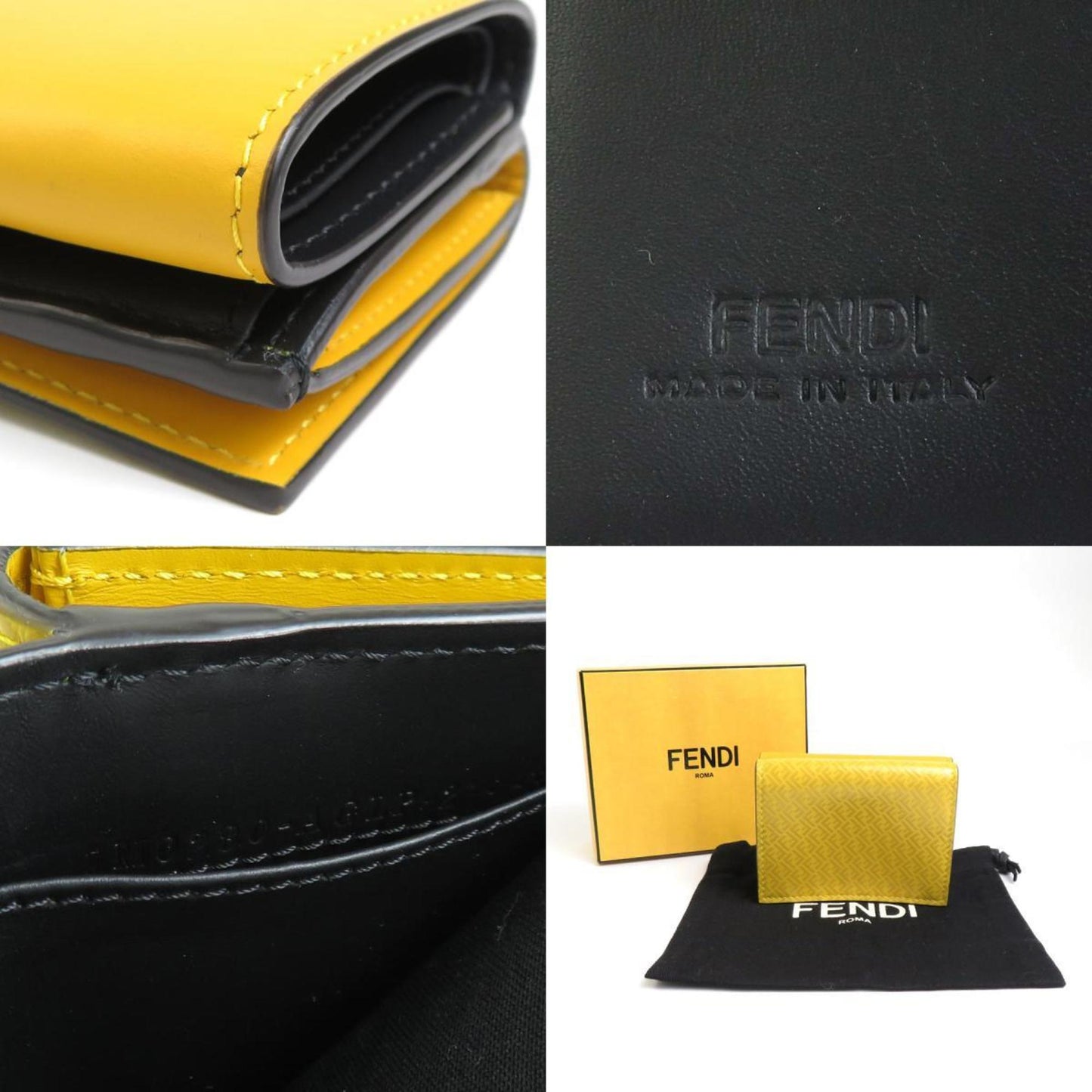 Fendi Yellow Leather Wallet Accessories