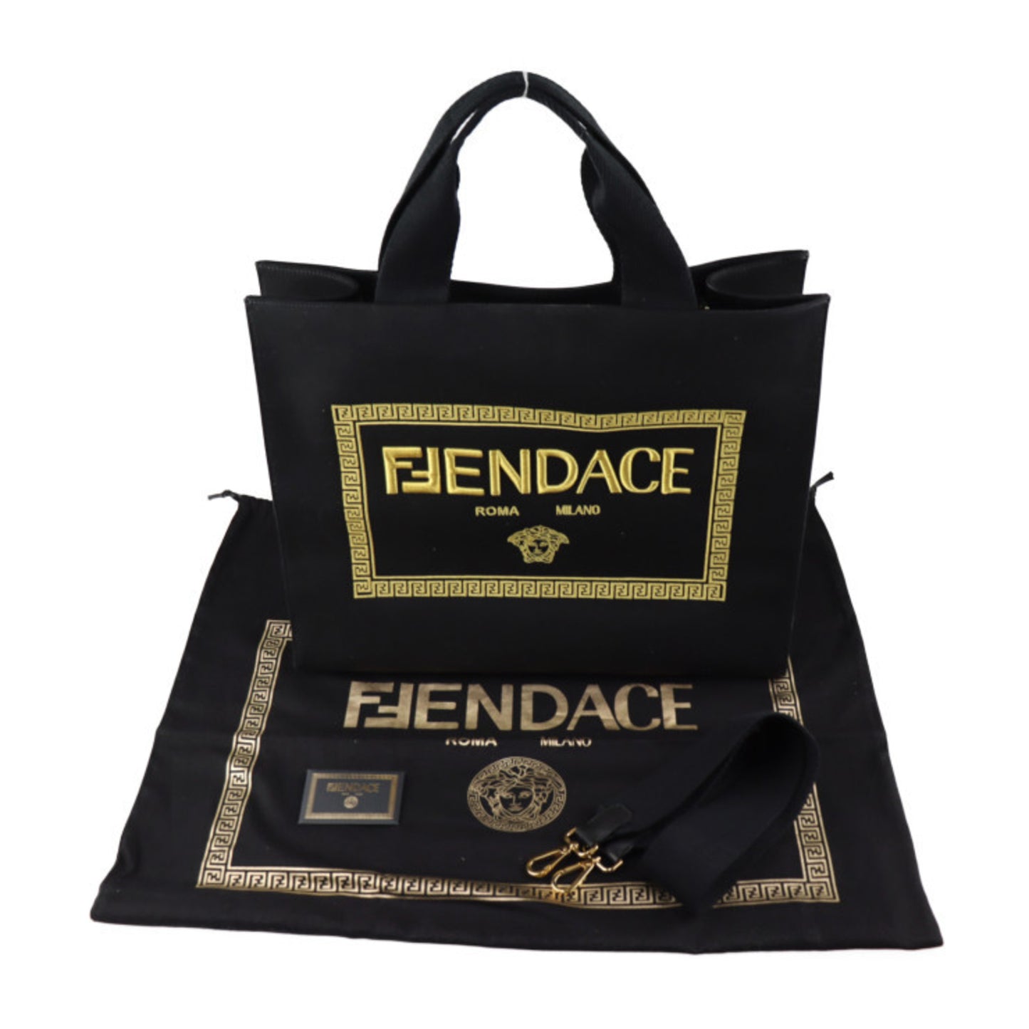 Fendi Black Canvas Tote Bag