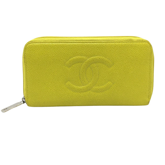 Chanel Logo CC Yellow Leather Wallet Accessories