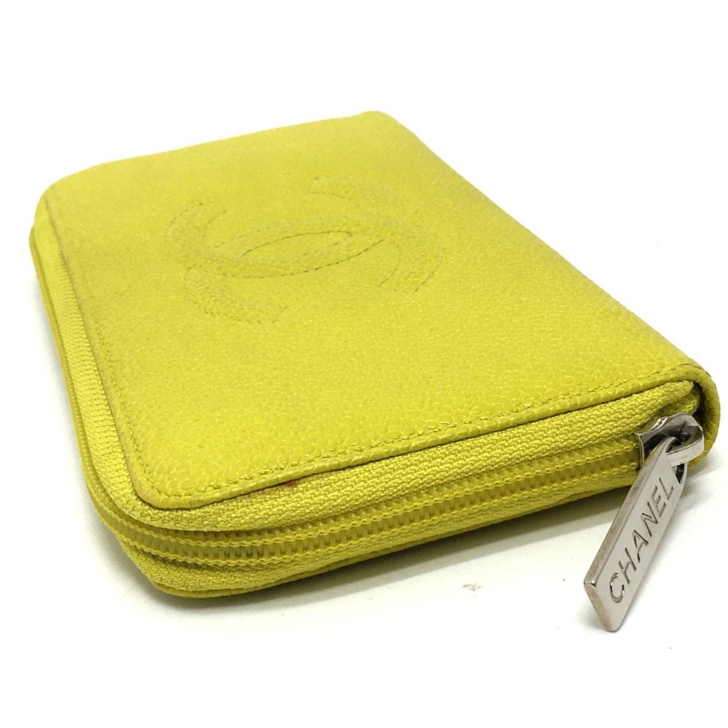 Chanel Logo CC Yellow Leather Wallet Accessories