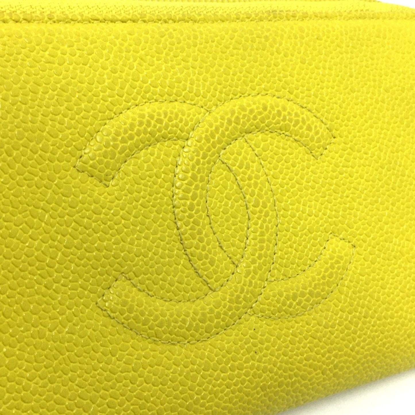 Chanel Logo CC Yellow Leather Wallet Accessories