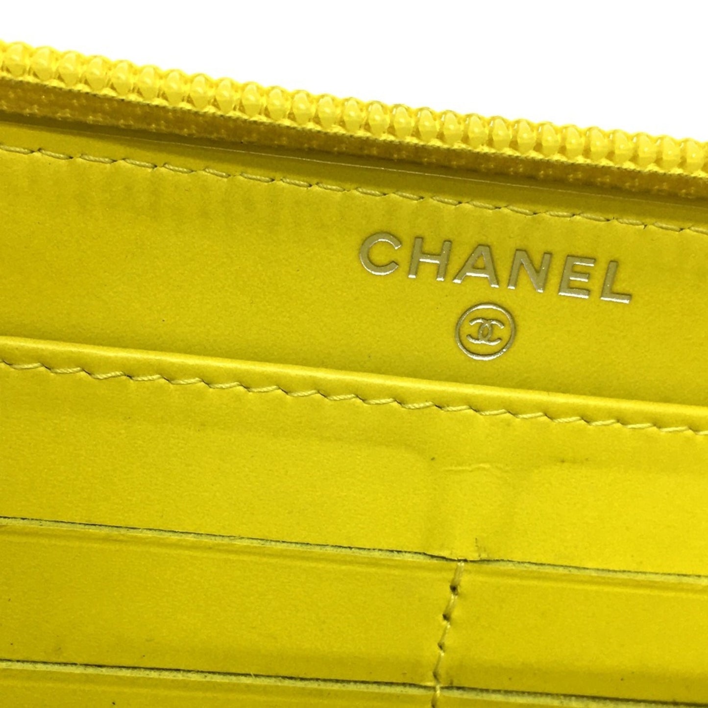 Chanel Logo CC Yellow Leather Wallet Accessories