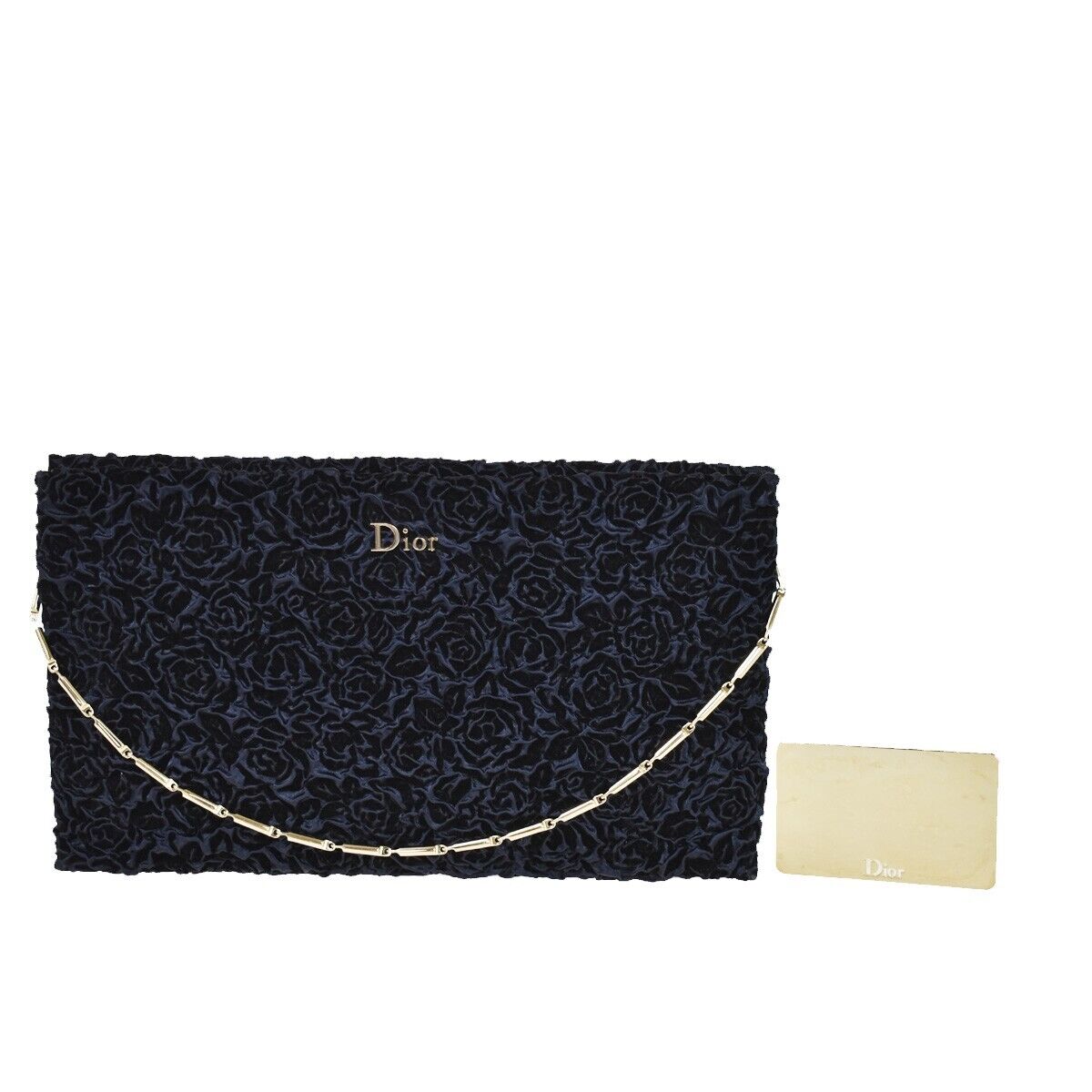 Dior Navy Velvet Clutch Bag